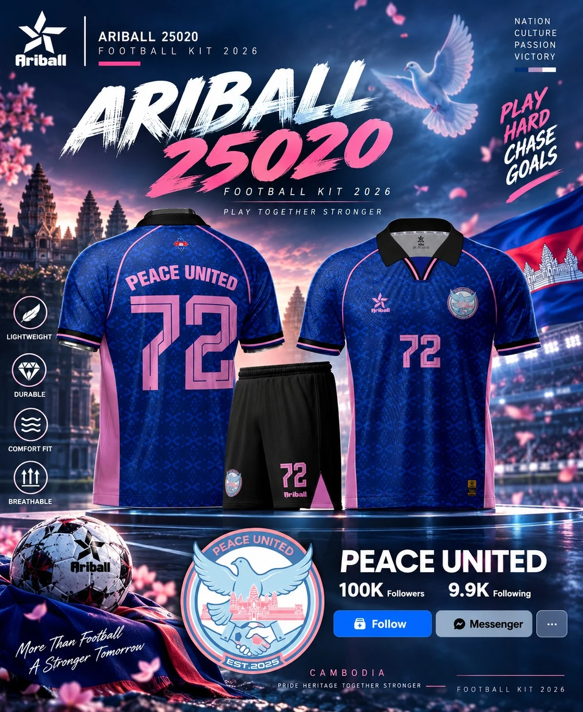 ARIBALL ARI25020 football jersey front and back presentation