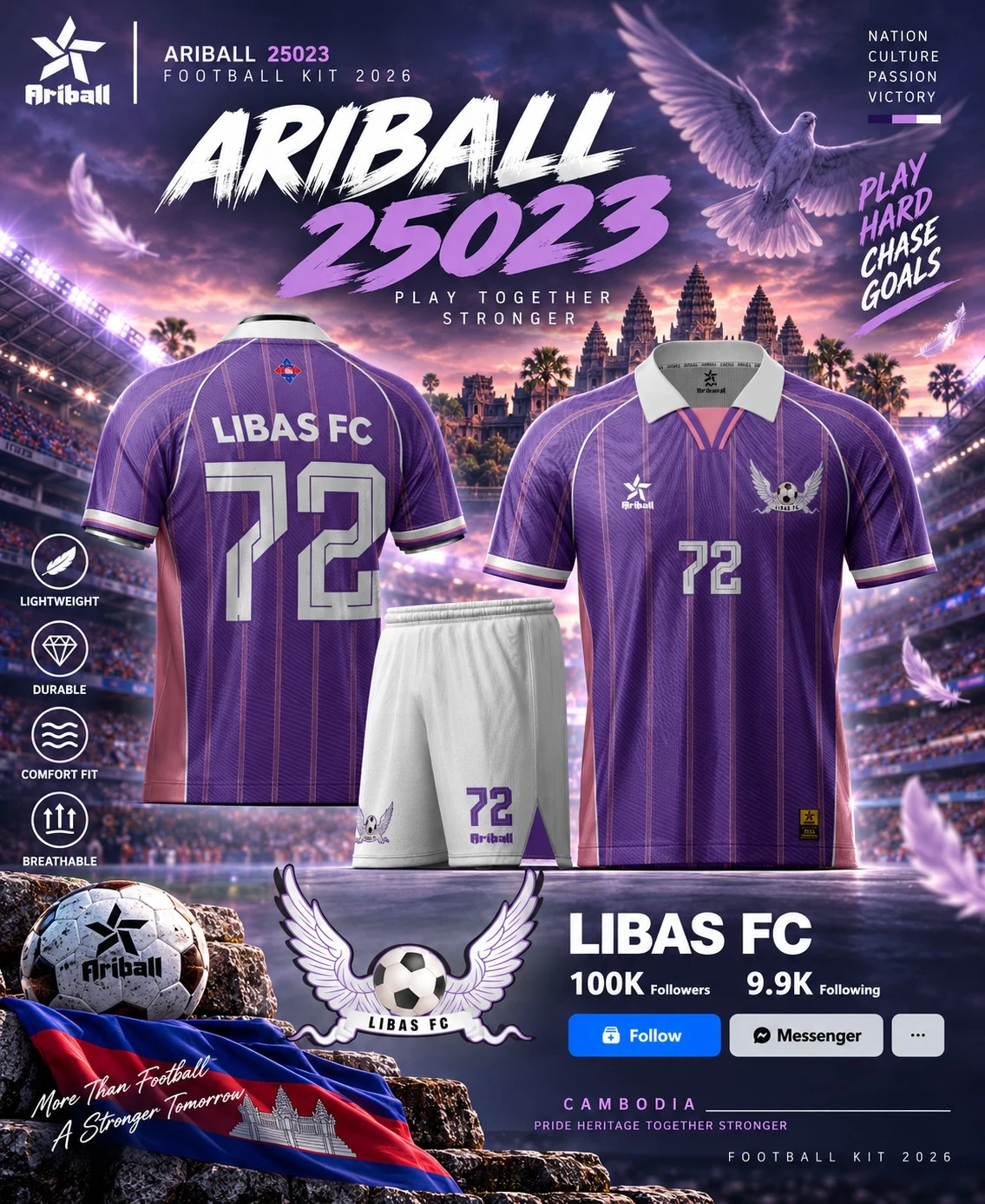 ARIBALL ARI25023 football jersey front and back presentation