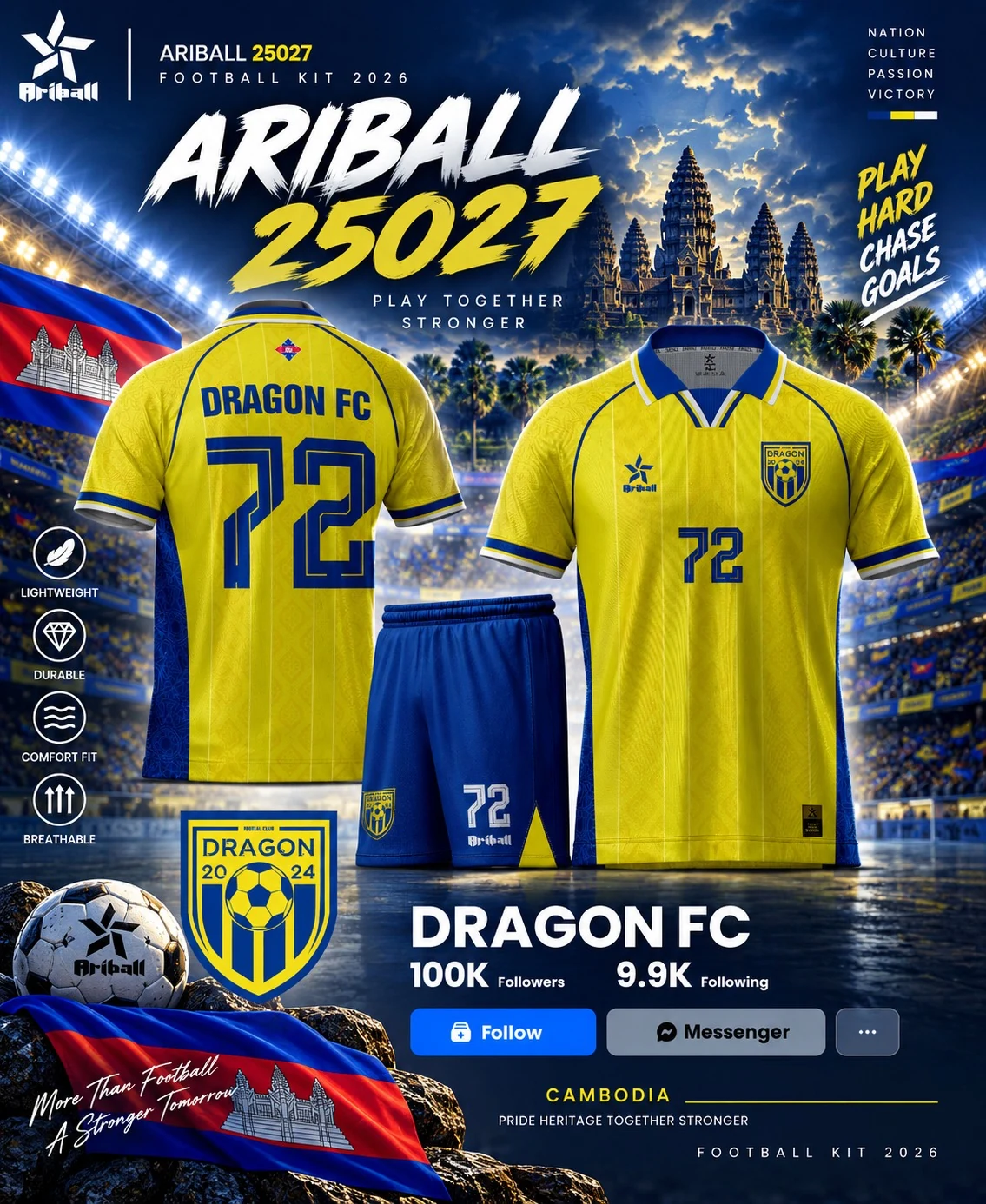 ARIBALL ARI25027 football jersey front and back presentation