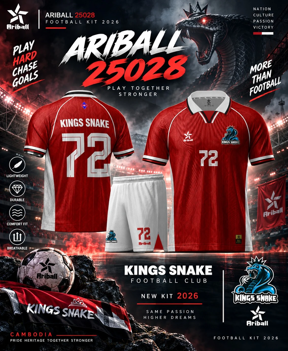 ARIBALL ARI25028 football jersey front and back presentation