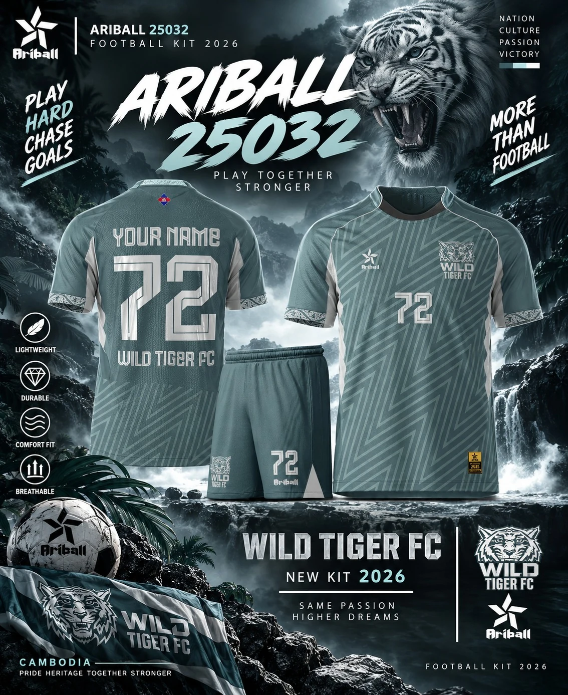 ARIBALL ARI25032 football jersey front and back presentation