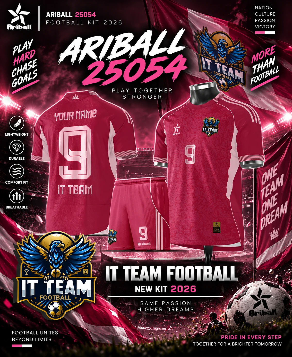 ARIBALL ARI25054 football jersey front and back presentation