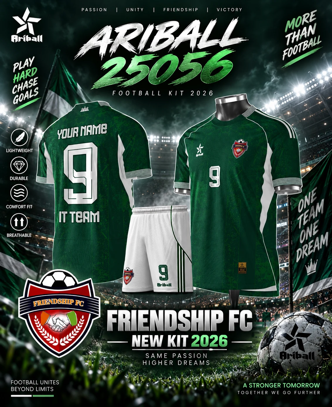 ARIBALL ARI25056 football jersey front and back presentation