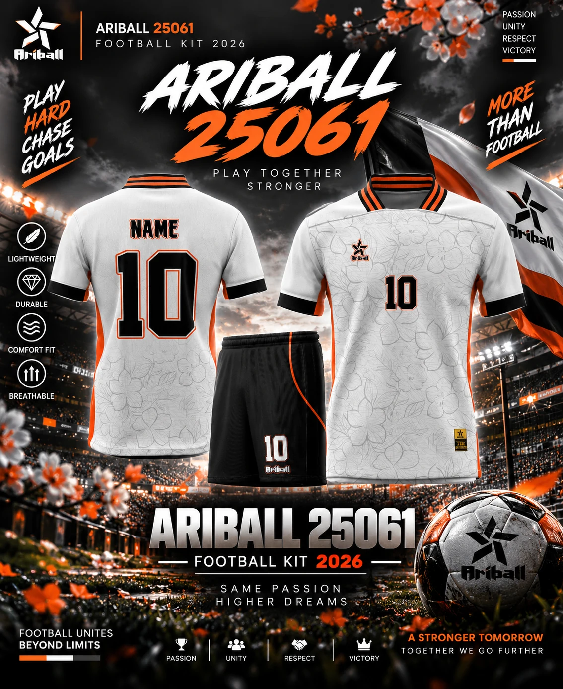 ARIBALL ARI25061 football jersey front and back presentation