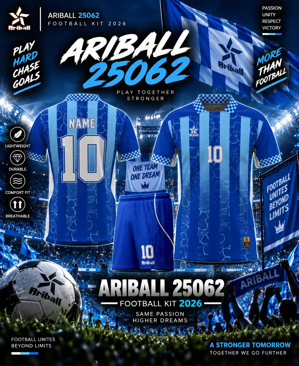 ARIBALL ARI25062 football jersey front and back presentation
