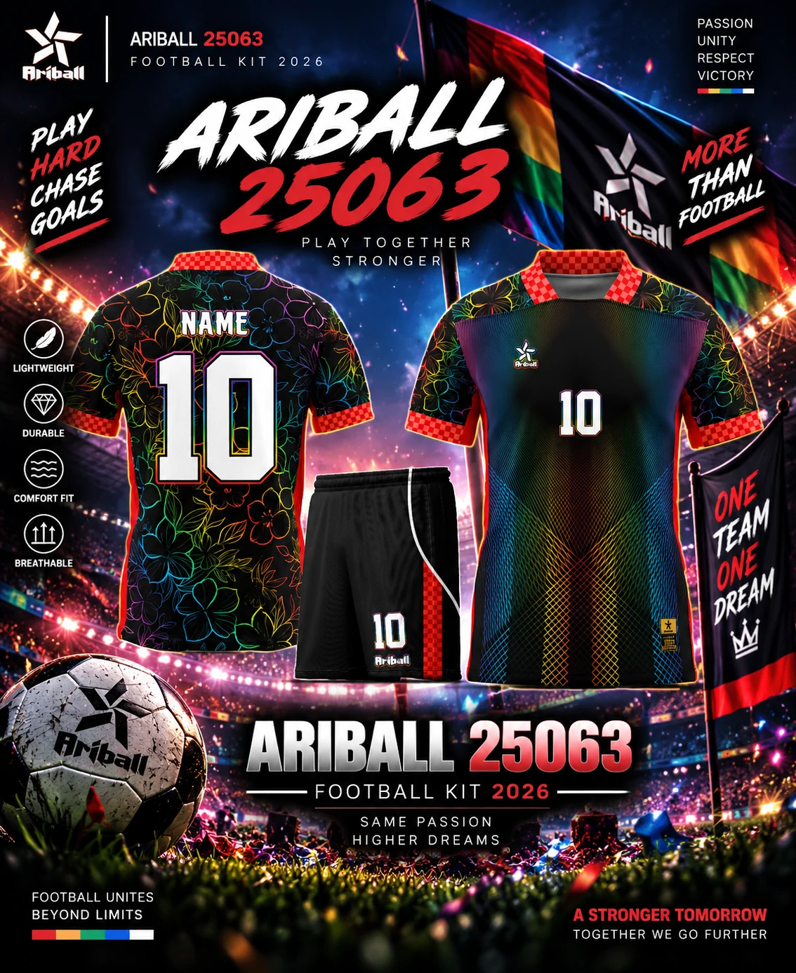 ARIBALL ARI25063 football jersey front and back presentation