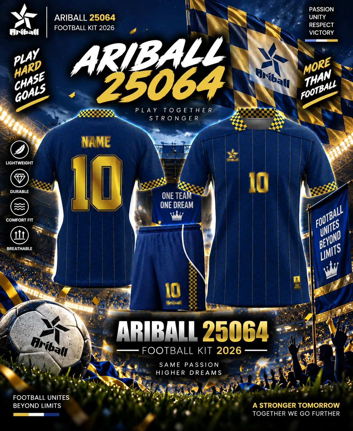 ARIBALL ARI25064 football jersey front and back presentation