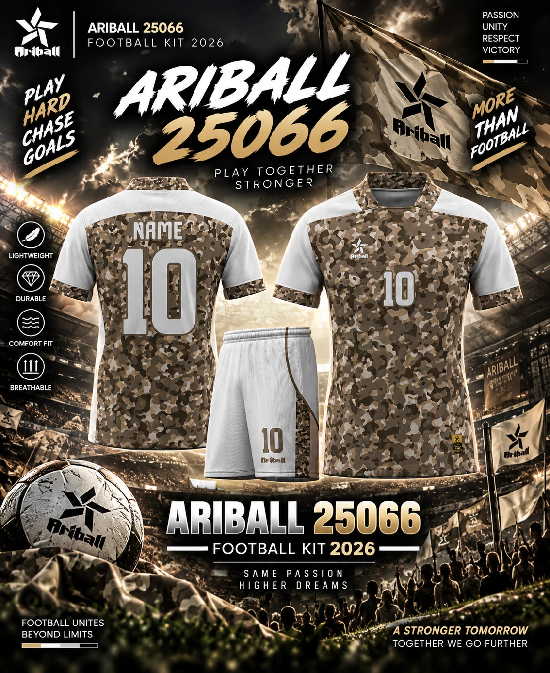 ARIBALL ARI25066 football jersey front and back presentation