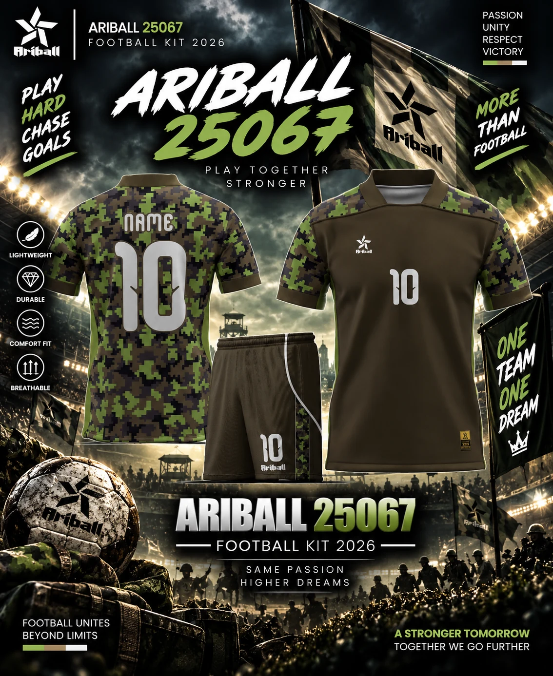 ARIBALL ARI25067 football jersey front and back presentation