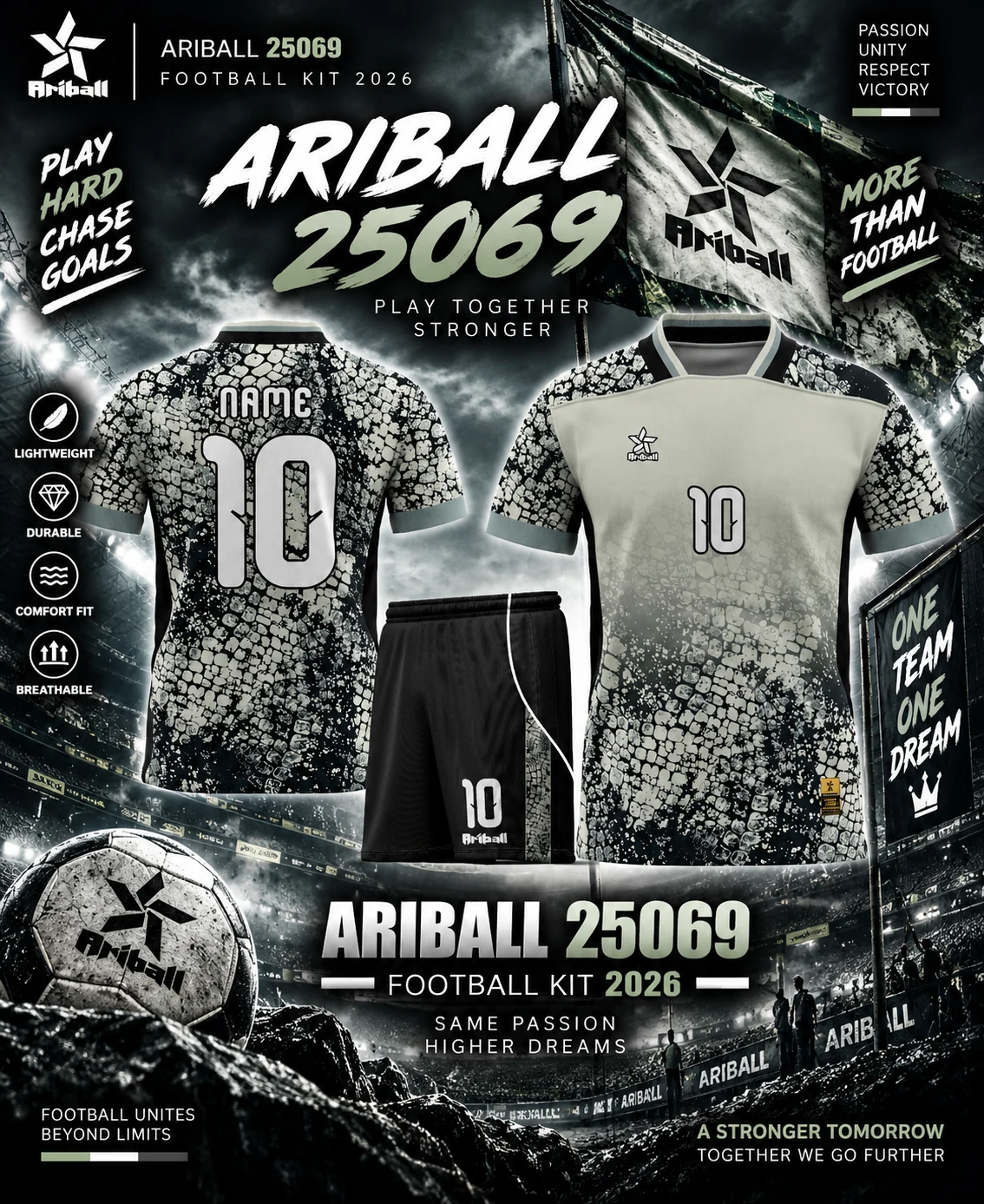 ARIBALL ARI25069 football jersey front and back presentation