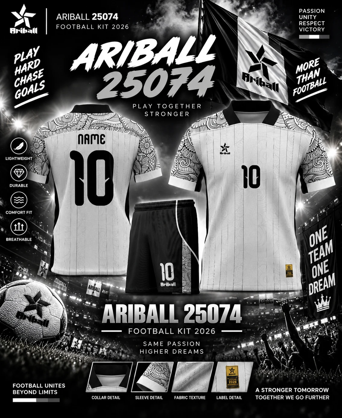 ARIBALL ARI25074 football jersey front and back presentation