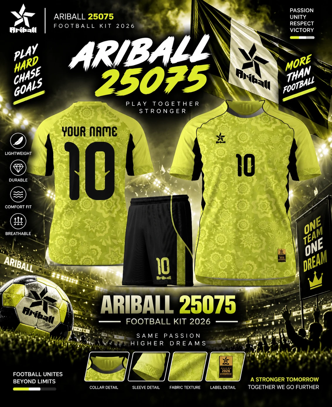 ARIBALL ARI25075 football jersey front and back presentation