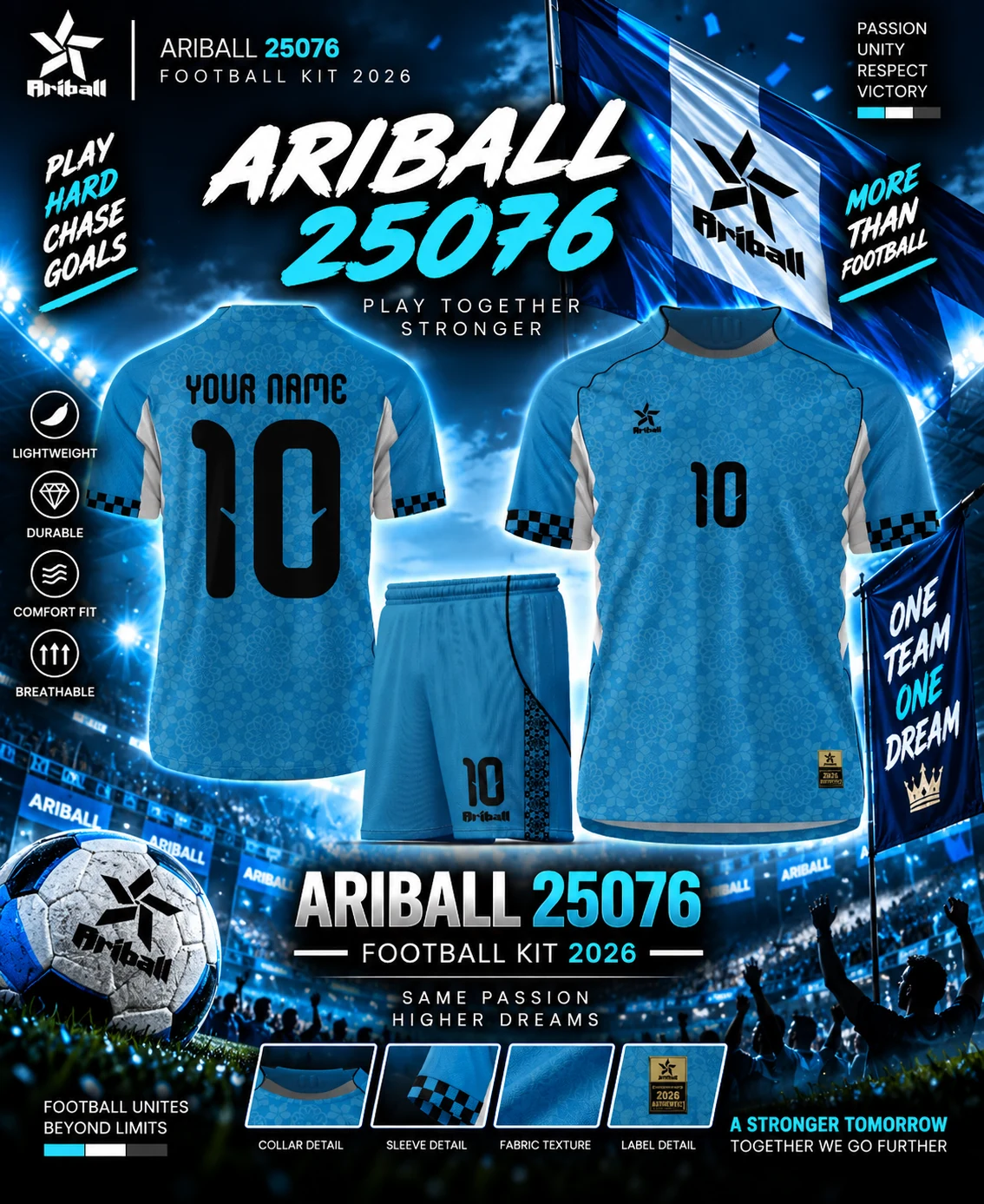 ARIBALL ARI25076 football jersey front and back presentation