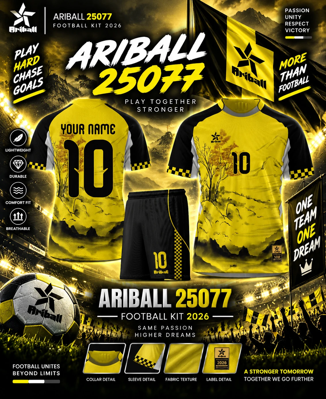 ARIBALL ARI25077 football jersey front and back presentation