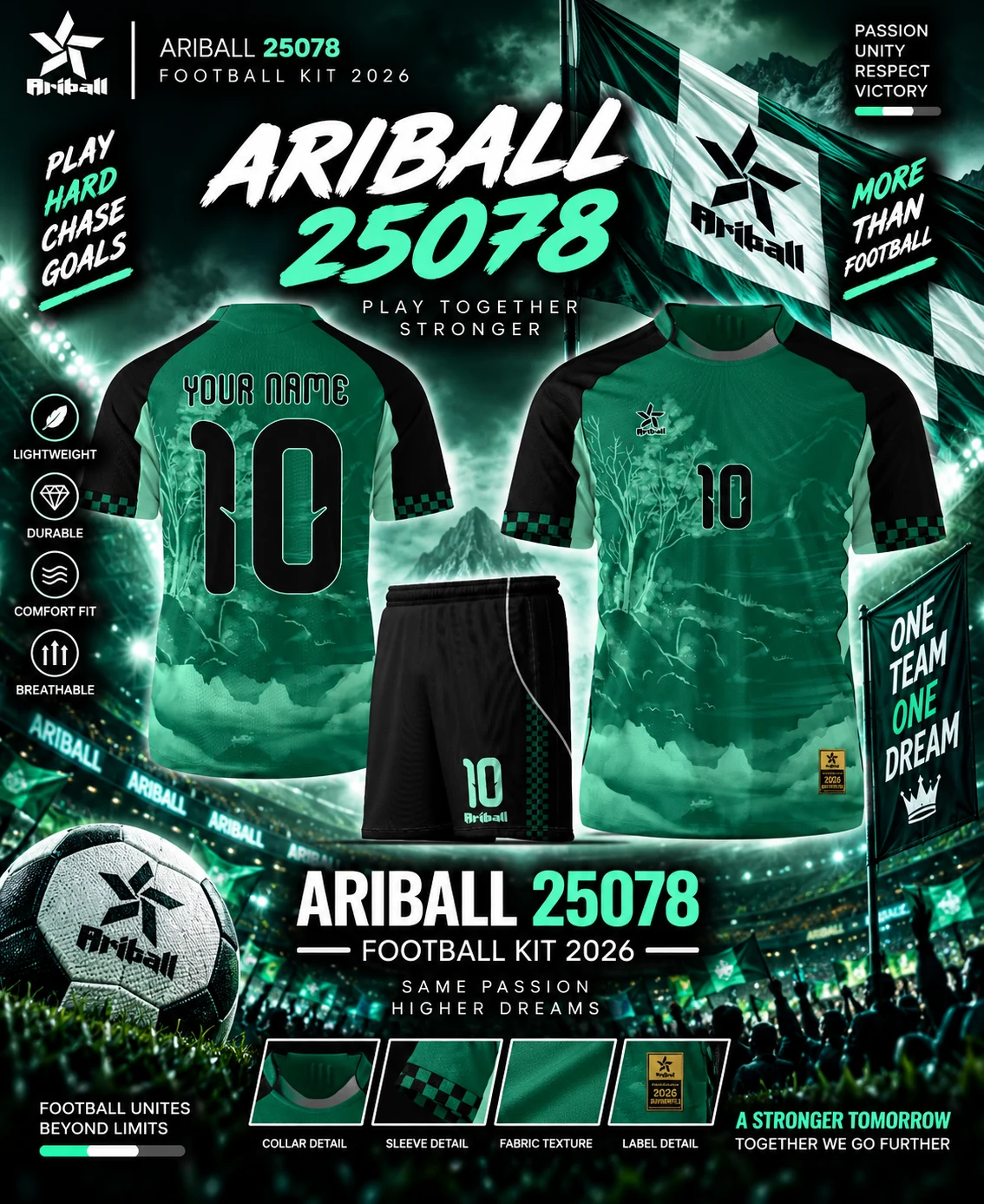 ARIBALL ARI25078 football jersey front and back presentation