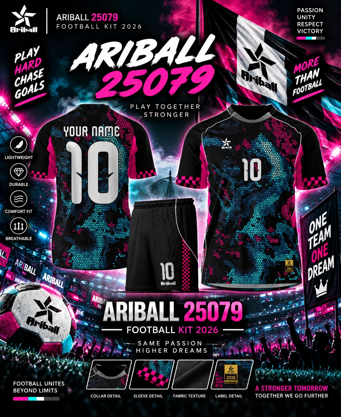 ARIBALL ARI25079 football jersey front and back presentation