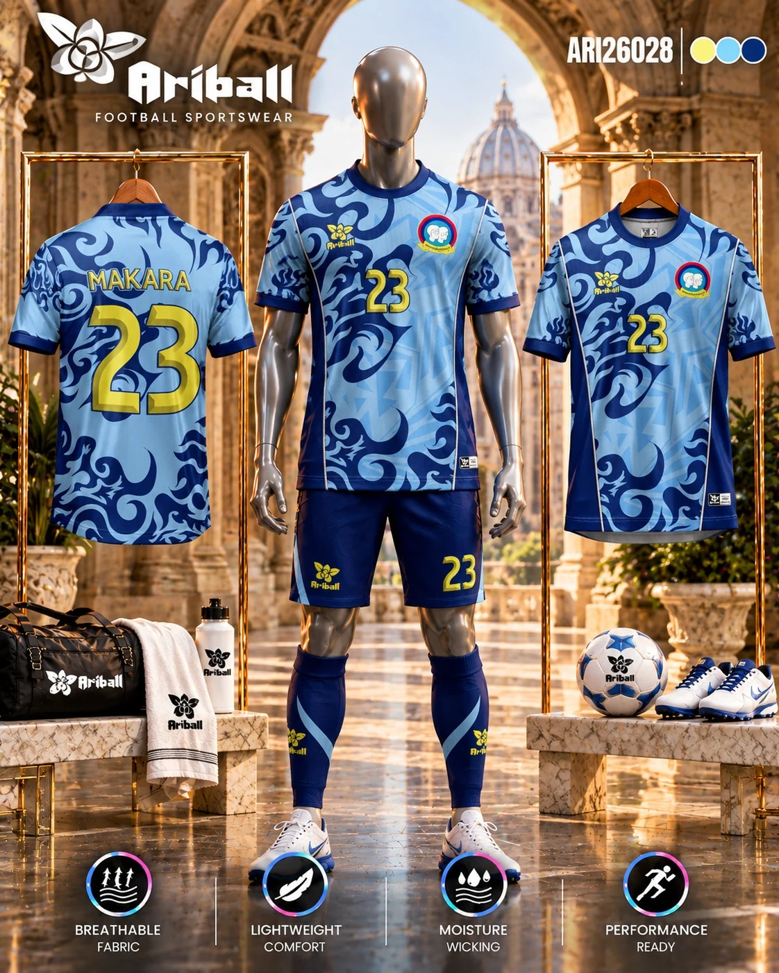 ARIBALL ARI26028 football jersey front and back presentation