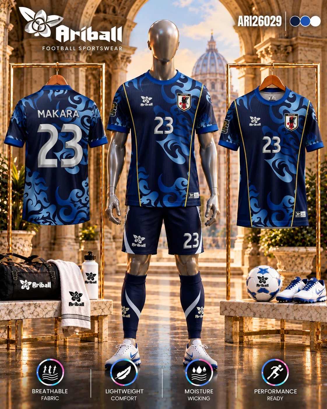 ARIBALL ARI26029 football jersey front and back presentation
