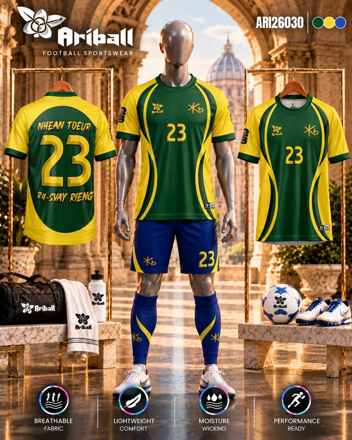 ARIBALL ARI26030 football jersey front and back presentation