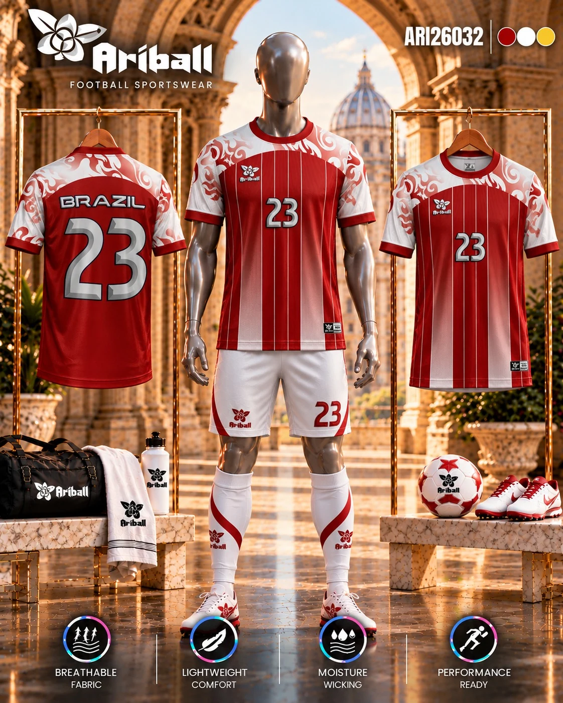 ARIBALL ARI26032 football jersey front and back presentation