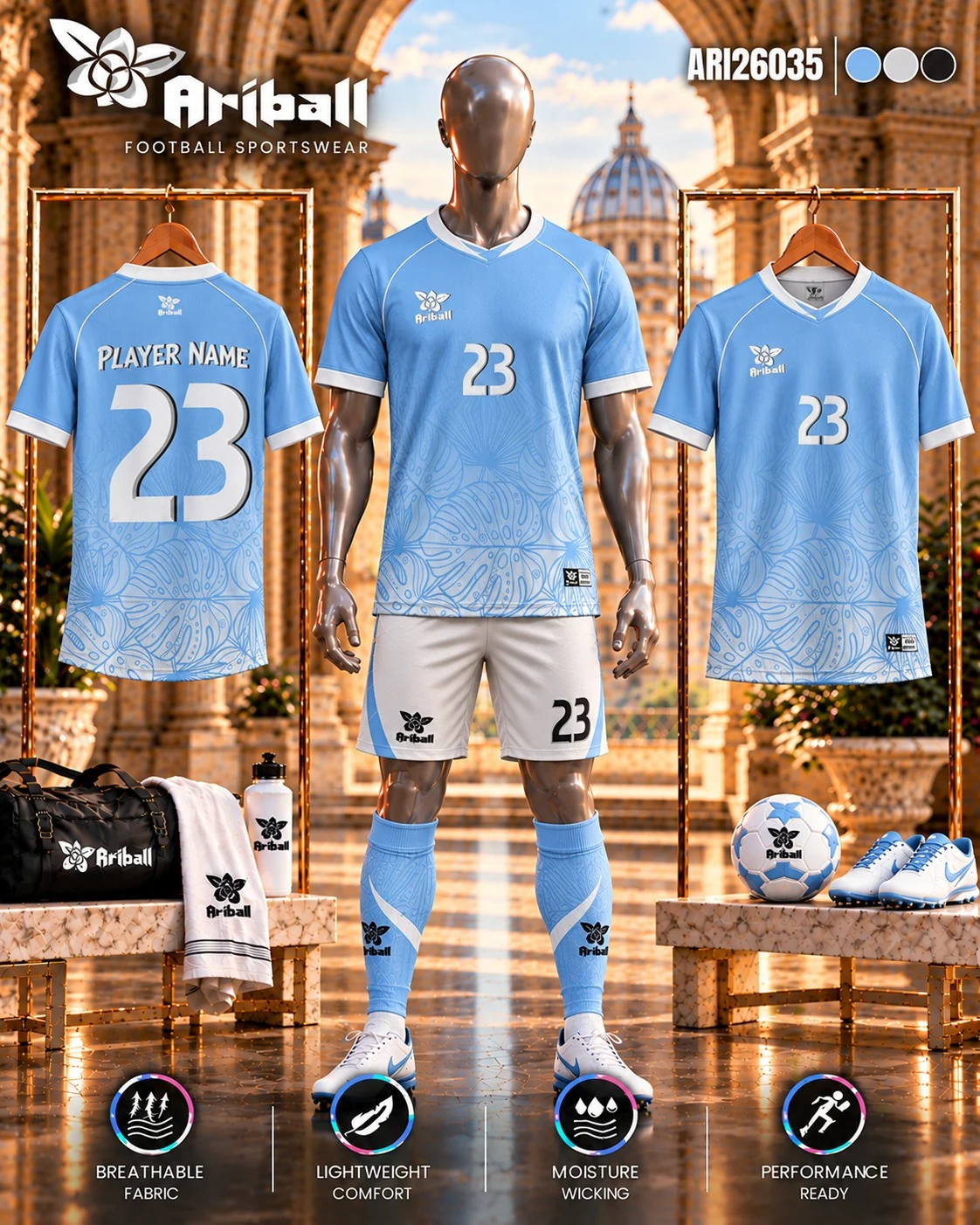 ARIBALL ARI26035 football jersey front and back presentation