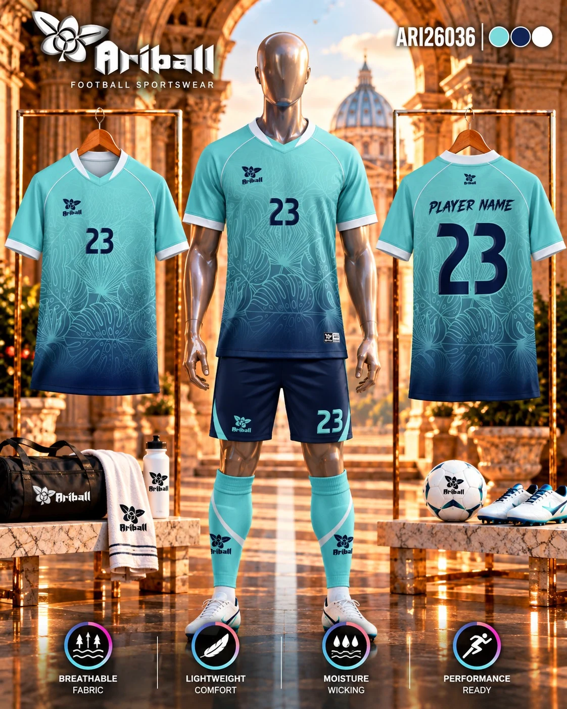 ARIBALL ARI26036 football jersey front and back presentation