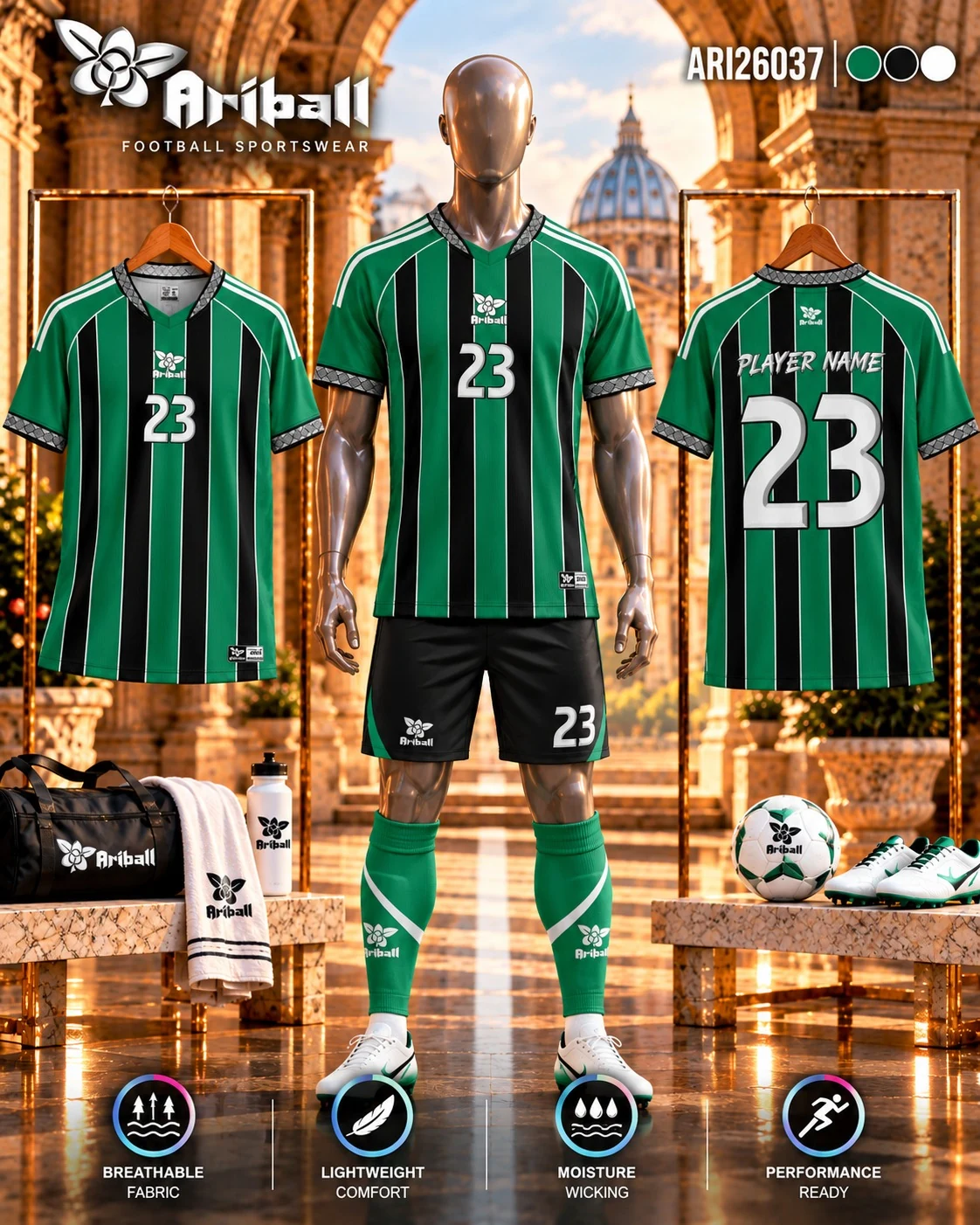 ARIBALL ARI26037 football jersey front and back presentation