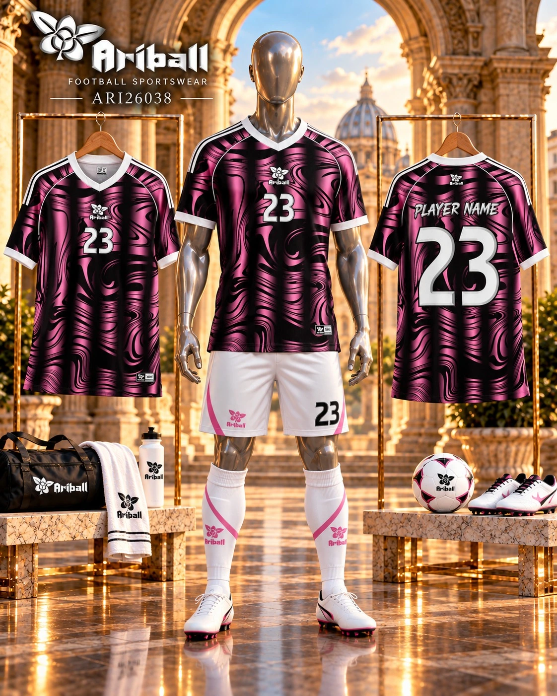 ARIBALL ARI26038 football jersey front and back presentation
