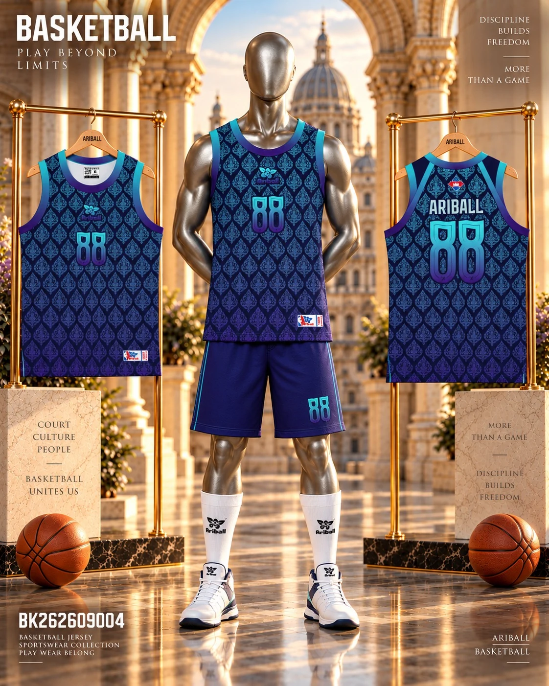 ARIBALL BK2609004 basketball jersey front and back presentation