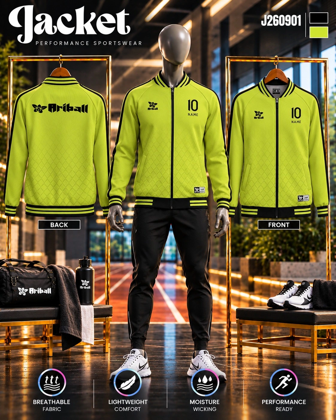 ARIBALL J260901 sports jacket front and back presentation