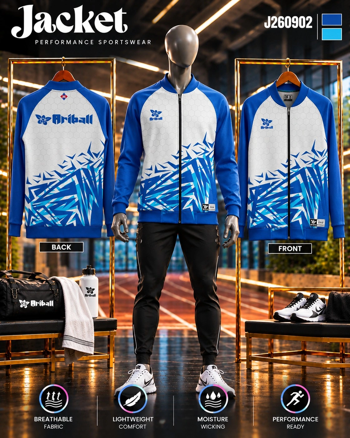 ARIBALL J260902 sports jacket front and back presentation