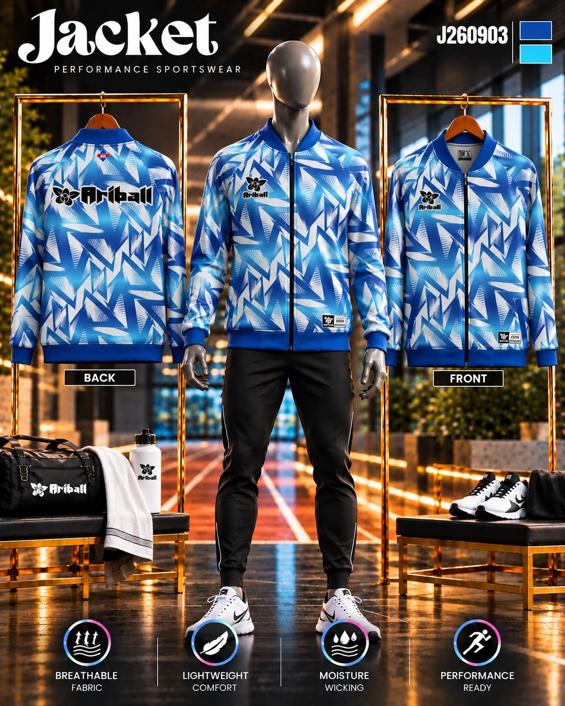ARIBALL J260903 sports jacket front and back presentation