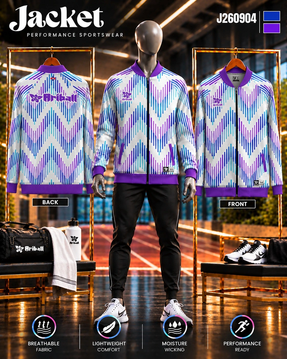 ARIBALL J260904 sports jacket front and back presentation