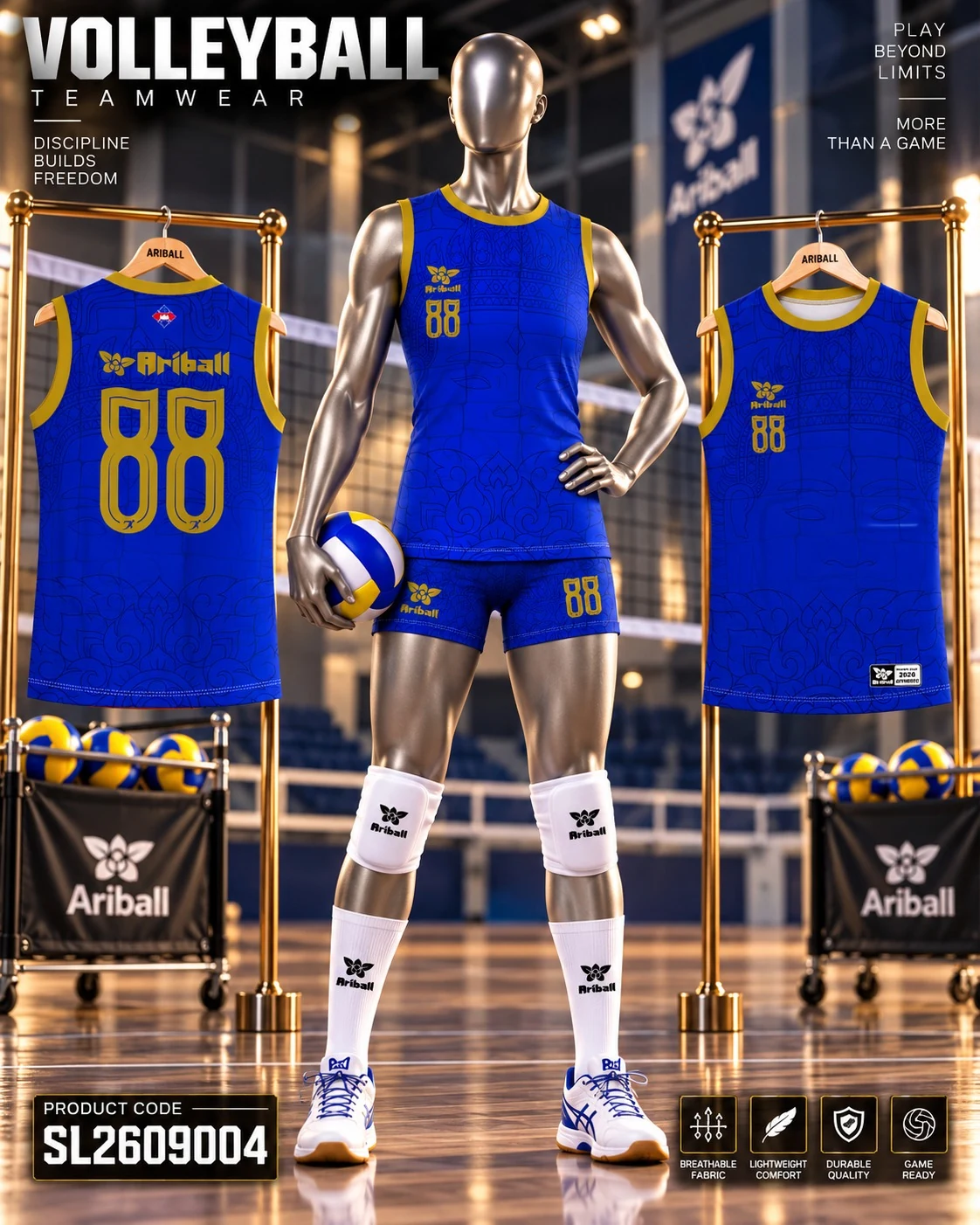 ARIBALL SL2609004 volleyball jersey front and back presentation
