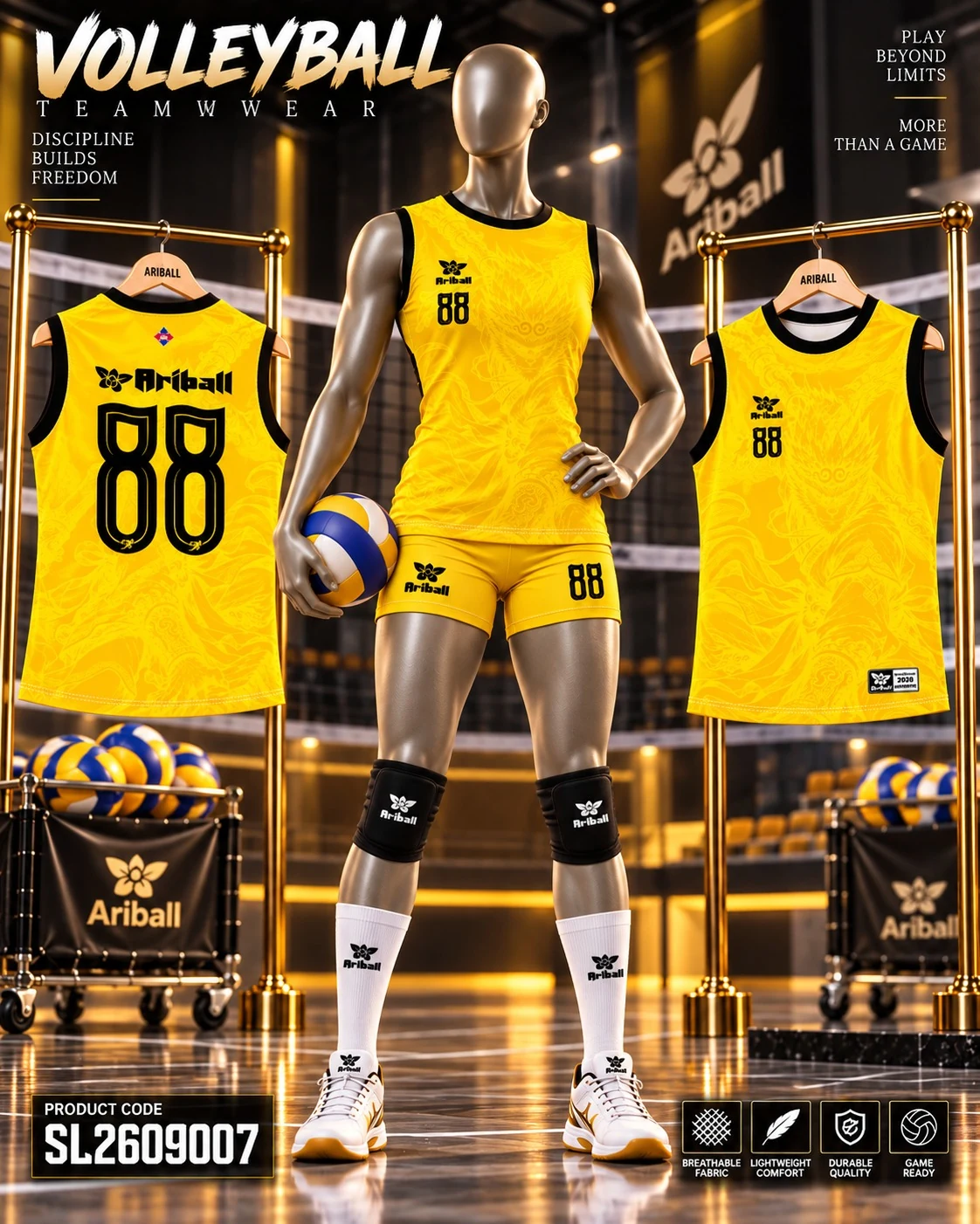 ARIBALL SL2609007 volleyball jersey front and back presentation